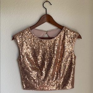 Maniju | Rose Gold Sequins Crop Top